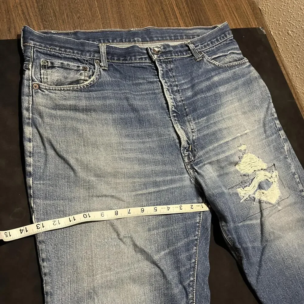 Levis Big E 1960s Single Stitch 505 Jeans 40in W 40x28 Blue Hem Zip Fly Talon 42